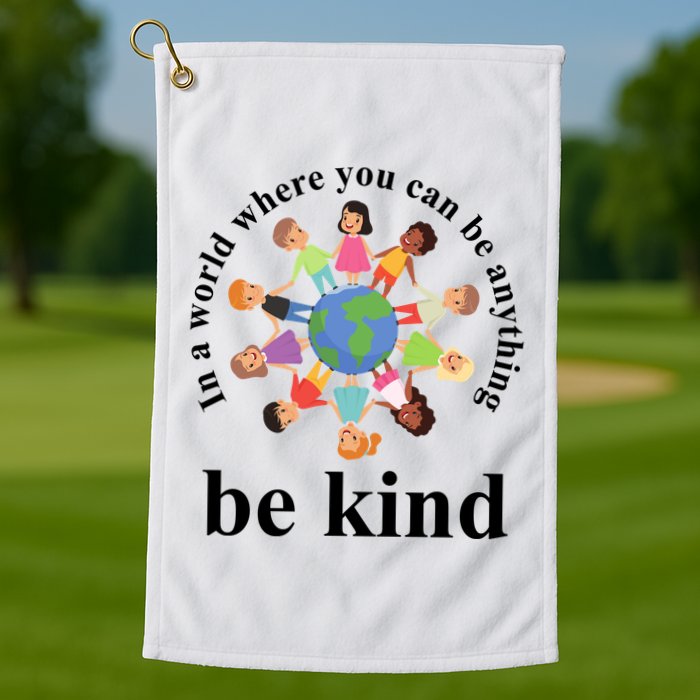 In A World Where You Can Be Anything Be Kind Earth World Kindness Day Golf Towel