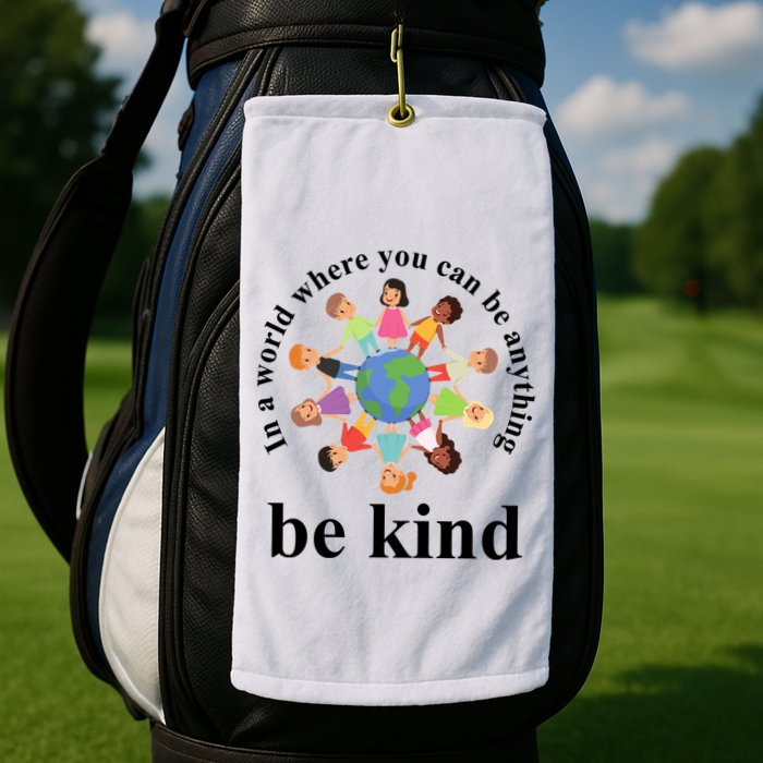 In A World Where You Can Be Anything Be Kind Earth World Kindness Day Golf Towel