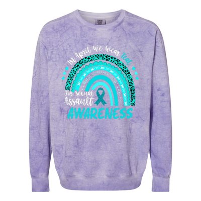 In April We Wear Teal Sexual Assault Awareness Boho Rainbow Colorblast Crewneck Sweatshirt