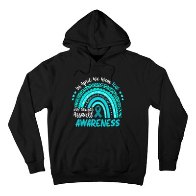 In April We Wear Teal Sexual Assault Awareness Boho Rainbow Hoodie