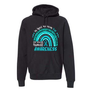 In April We Wear Teal Sexual Assault Awareness Boho Rainbow Premium Hoodie