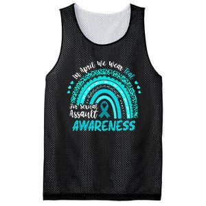 In April We Wear Teal Sexual Assault Awareness Boho Rainbow Mesh Reversible Basketball Jersey Tank