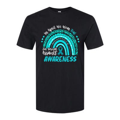 In April We Wear Teal Sexual Assault Awareness Boho Rainbow Softstyle® CVC T-Shirt