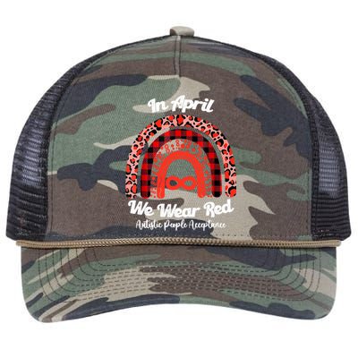 In April We Wear Red Instead Autism People Acceptance Retro Rope Trucker Hat Cap