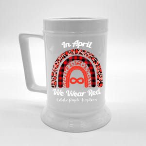 In April We Wear Red Instead Autism People Acceptance Beer Stein