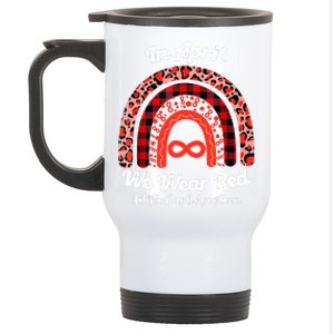 In April We Wear Red Instead Autism People Acceptance Stainless Steel Travel Mug