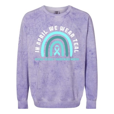 In April We Wear Teal Sexual Assault Awareness Month Colorblast Crewneck Sweatshirt