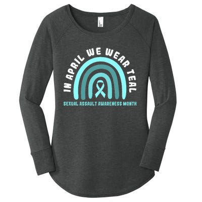 In April We Wear Teal Sexual Assault Awareness Month Women's Perfect Tri Tunic Long Sleeve Shirt