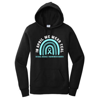 In April We Wear Teal Sexual Assault Awareness Month Women's Pullover Hoodie