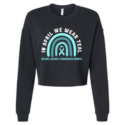 In April We Wear Teal Sexual Assault Awareness Month Cropped Pullover Crew