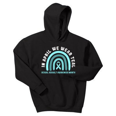 In April We Wear Teal Sexual Assault Awareness Month Kids Hoodie