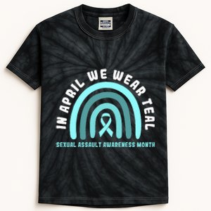 In April We Wear Teal Sexual Assault Awareness Month Kids Tie-Dye T-Shirt