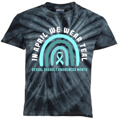 In April We Wear Teal Sexual Assault Awareness Month Kids Tie-Dye T-Shirt