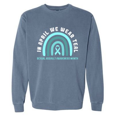 In April We Wear Teal Sexual Assault Awareness Month Garment-Dyed Sweatshirt