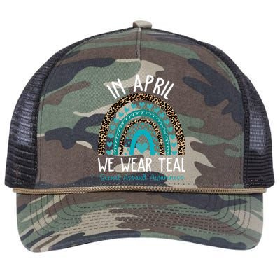 In April We Wear Teal Sexual Assault Awareness Month Retro Rope Trucker Hat Cap