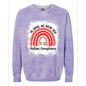 In April We Wear Red Instead Autism People Acceptance Meaningful Gift Colorblast Crewneck Sweatshirt