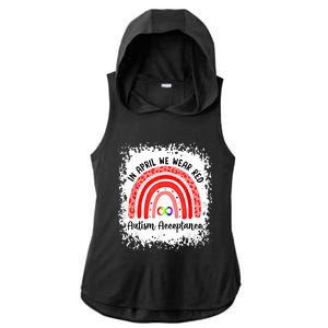 In April We Wear Red Instead Autism People Acceptance Meaningful Gift Ladies PosiCharge Tri-Blend Wicking Draft Hoodie Tank