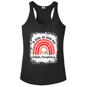 In April We Wear Red Instead Autism People Acceptance Meaningful Gift Ladies PosiCharge Competitor Racerback Tank