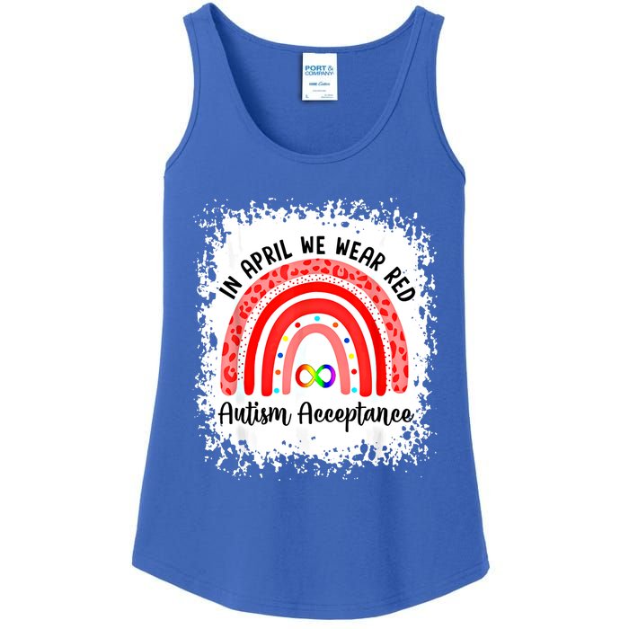 In April We Wear Red Instead Autism People Acceptance Meaningful Gift Ladies Essential Tank