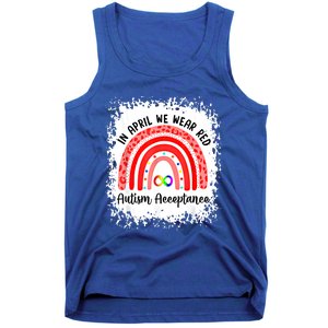 In April We Wear Red Instead Autism People Acceptance Meaningful Gift Tank Top