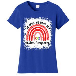 In April We Wear Red Instead Autism People Acceptance Meaningful Gift Women's T-Shirt