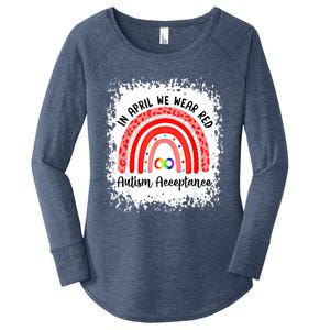 In April We Wear Red Instead Autism People Acceptance Meaningful Gift Women's Perfect Tri Tunic Long Sleeve Shirt