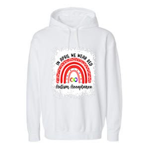 In April We Wear Red Instead Autism People Acceptance Meaningful Gift Garment-Dyed Fleece Hoodie