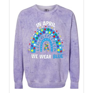 In April We Wear Blue Rainbow Colorblast Crewneck Sweatshirt