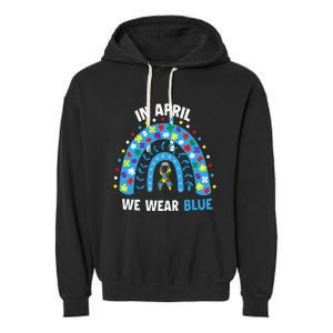 In April We Wear Blue Rainbow Garment-Dyed Fleece Hoodie