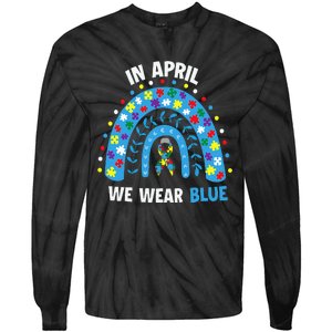 In April We Wear Blue Rainbow Tie-Dye Long Sleeve Shirt