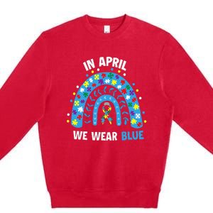 In April We Wear Blue Rainbow Premium Crewneck Sweatshirt