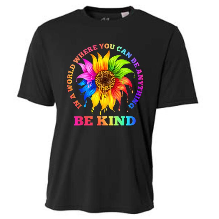 In A World Where You Can Be Anything BE KIND LGBT Rainbow Cooling Performance Crew T-Shirt