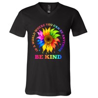 In A World Where You Can Be Anything BE KIND LGBT Rainbow V-Neck T-Shirt