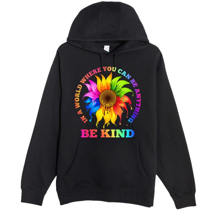 In A World Where You Can Be Anything BE KIND LGBT Rainbow Premium Pullover Hoodie