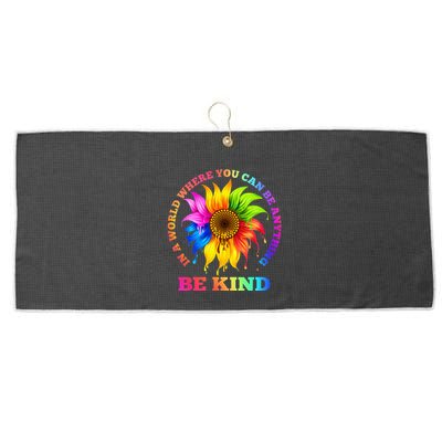 In A World Where You Can Be Anything BE KIND LGBT Rainbow Large Microfiber Waffle Golf Towel
