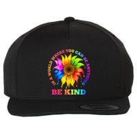 In A World Where You Can Be Anything BE KIND LGBT Rainbow Wool Snapback Cap