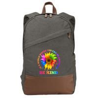 In A World Where You Can Be Anything BE KIND LGBT Rainbow Cotton Canvas Backpack