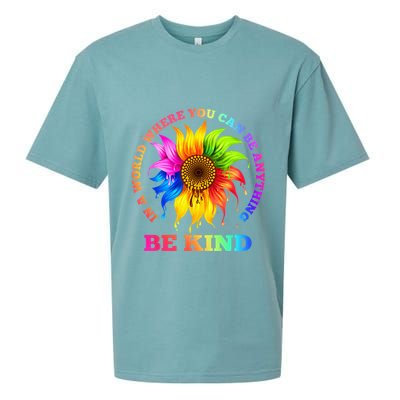In A World Where You Can Be Anything BE KIND LGBT Rainbow Sueded Cloud Jersey T-Shirt