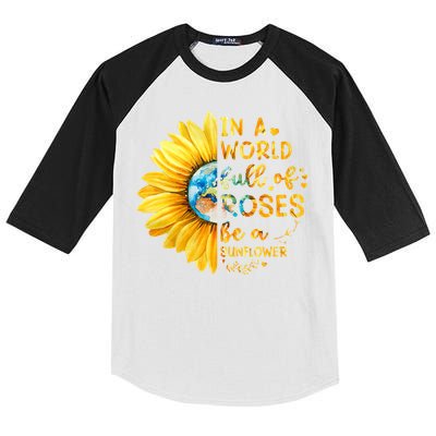 In A World Full Of Roses Be A Sunflower Kids Colorblock Raglan Jersey