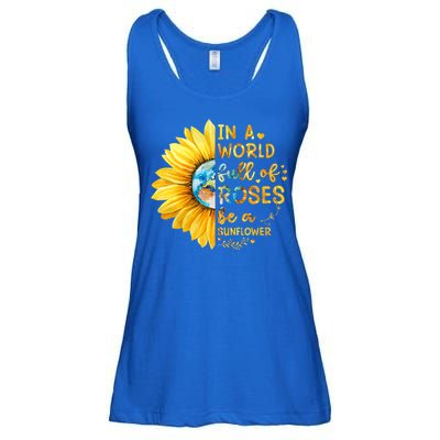 In A World Full Of Roses Be A Sunflower Ladies Essential Flowy Tank