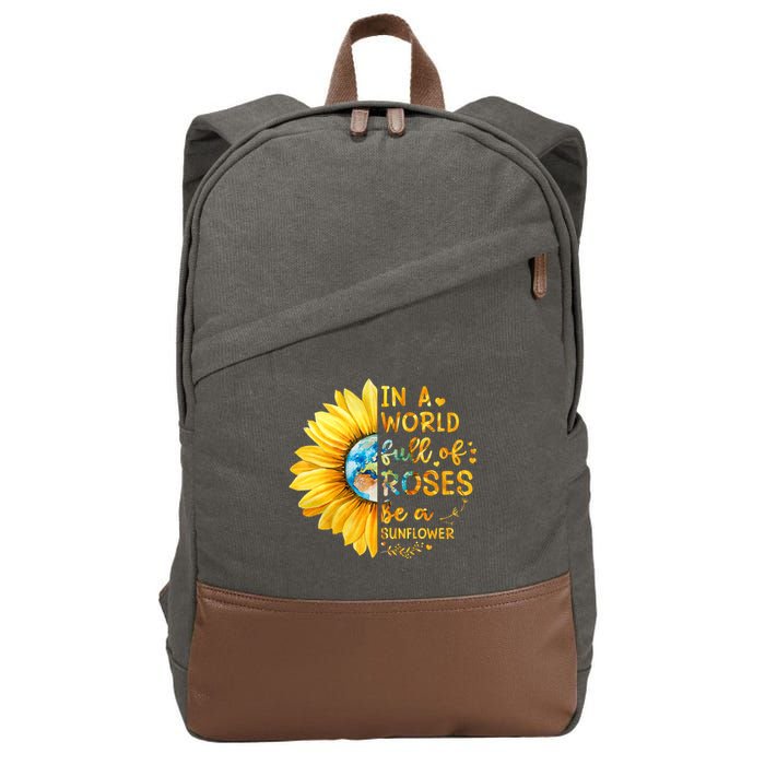 In A World Full Of Roses Be A Sunflower Cotton Canvas Backpack