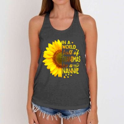 In A World Full Of Grandmas Be Nannie Sunflower Women's Knotted Racerback Tank