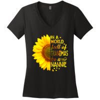 In A World Full Of Grandmas Be Nannie Sunflower Women's V-Neck T-Shirt