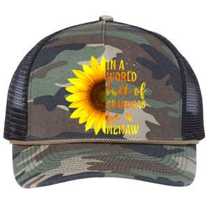 In A World Full Of Grandmas Be A Memaw Mothers Day Gift Retro Rope Trucker Hat Cap