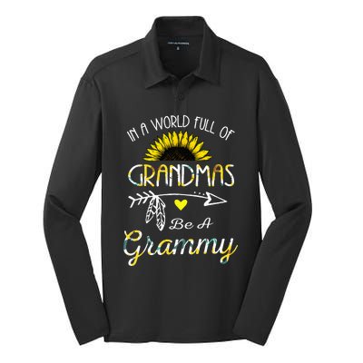 In A World Full Of Grandmas Be A Grammy Grandma Gifts Silk Touch Performance Long Sleeve Polo