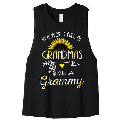 In A World Full Of Grandmas Be A Grammy Grandma Gifts Women's Racerback Cropped Tank