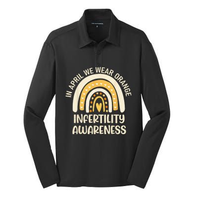 In April We Wear Orange Infertility Awareness Week IVF Silk Touch Performance Long Sleeve Polo