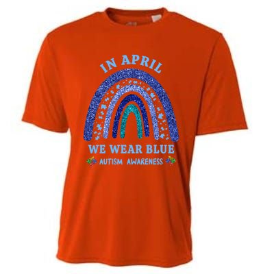 In April We Wear Blue Autism Rainbow Autism Awareness Month Gift Cooling Performance Crew T-Shirt