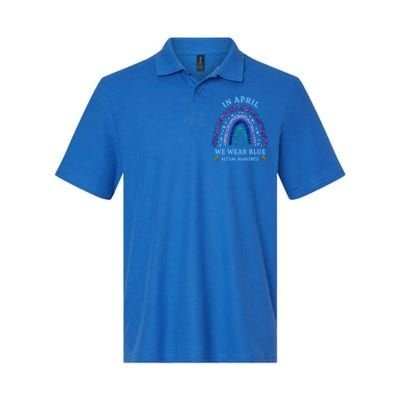 In April We Wear Blue Autism Rainbow Autism Awareness Month Gift Softstyle Adult Sport Polo