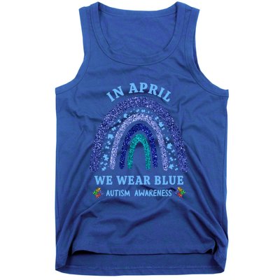 In April We Wear Blue Autism Rainbow Autism Awareness Month Gift Tank Top